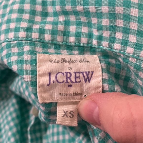 J Crew factory Gingham button down shirt green and white size XS - Picture 12 of 14